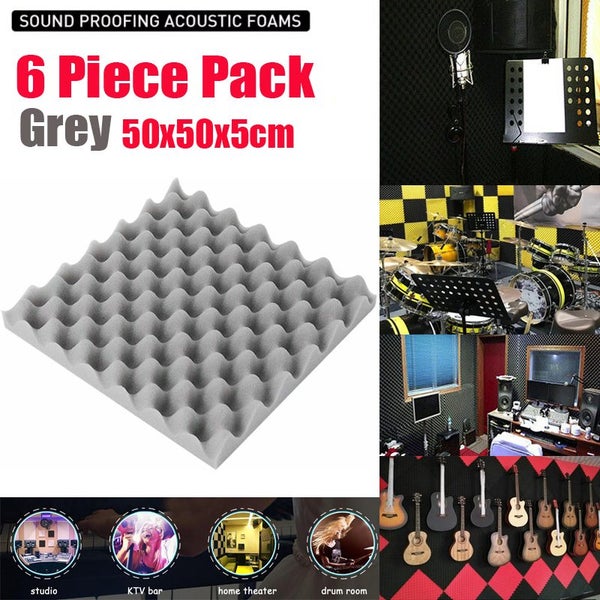 6pcs Grey Acoustic Soundproofing Foam Studio Sound Absorption Panels