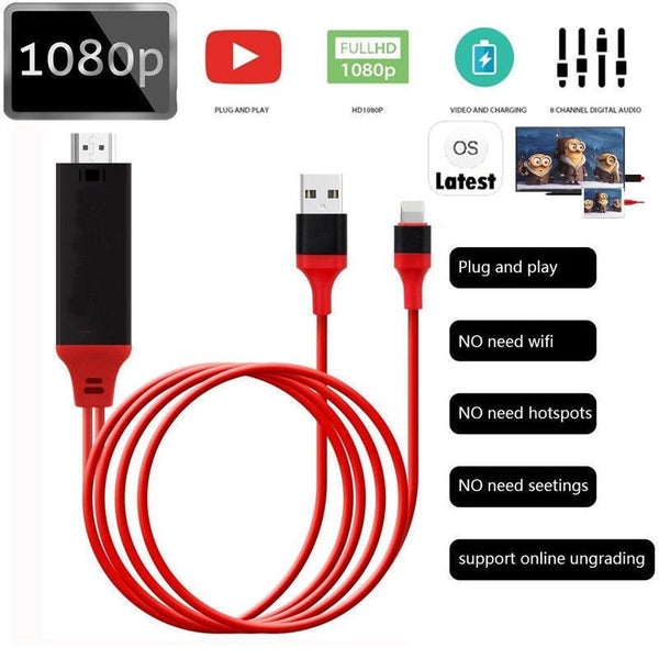 Lightning to HDMI Cable iPhone iPad AV TV Adapter Cable