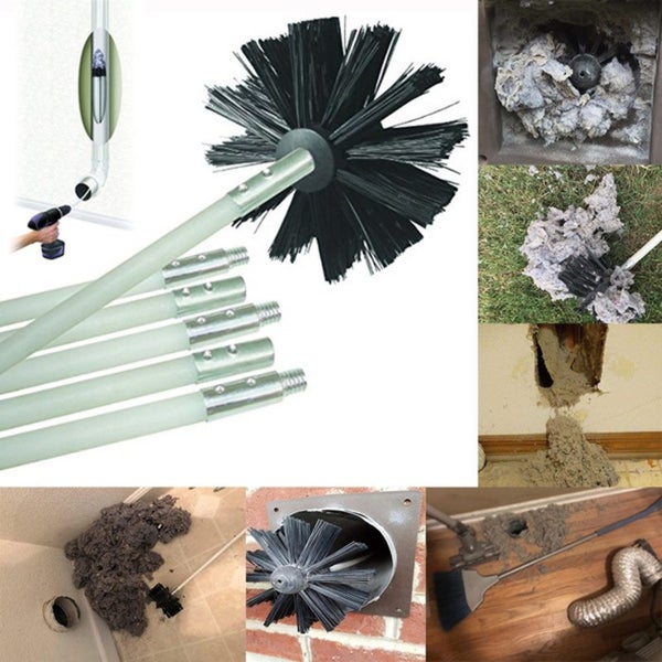 Chimney Flue Dryer Duct Cleaning Sweeping Brush Kit