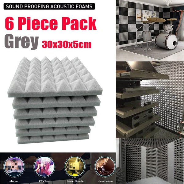 6pcs Grey Acoustic Soundproofing Foam Studio Sound Absorption Panels