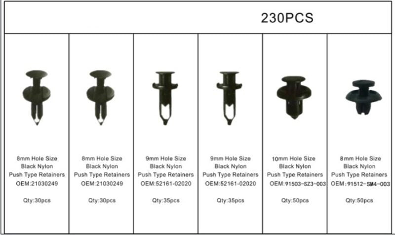 Shield Retainers Push Type Retainers Clips 230pcs