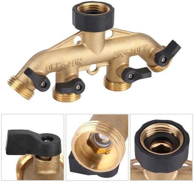 Brass 4 Way Garden Hose Tap Connector Adapter Garden Irrigation