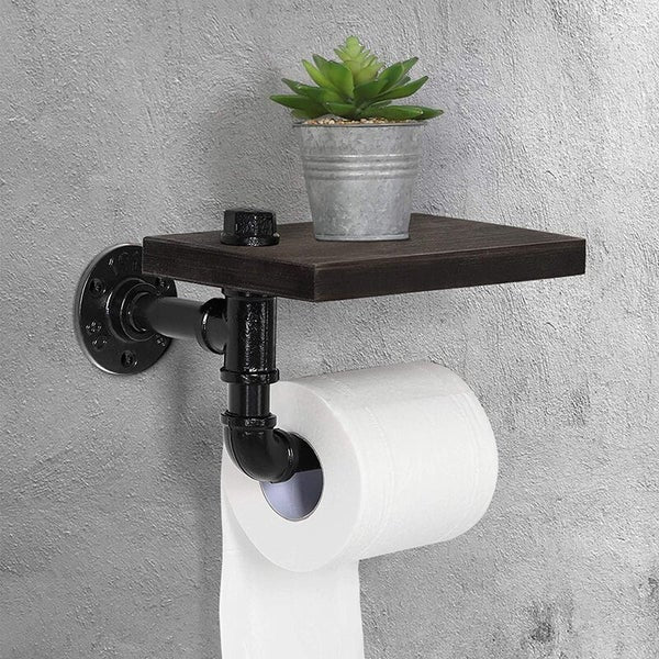 Wooden Phone Shelf Toilet Paper Roll Holder