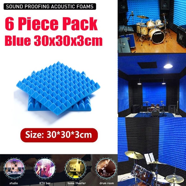 6pcs Blue Acoustic Soundproofing Foam Studio Sound Absorption Panels