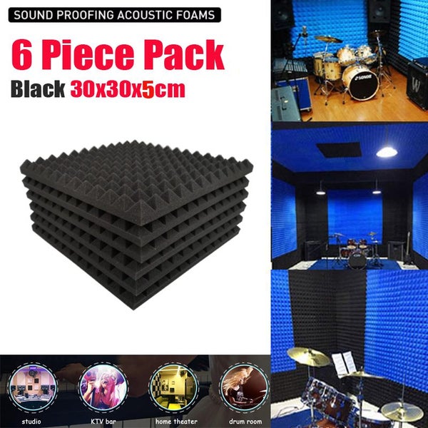 6pcs Black Acoustic Soundproofing Foam Studio Sound Absorption Panels