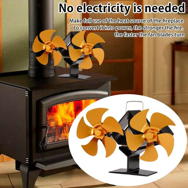 10 Blade Heat Powered Double Silent Fireplace Stove Fan
