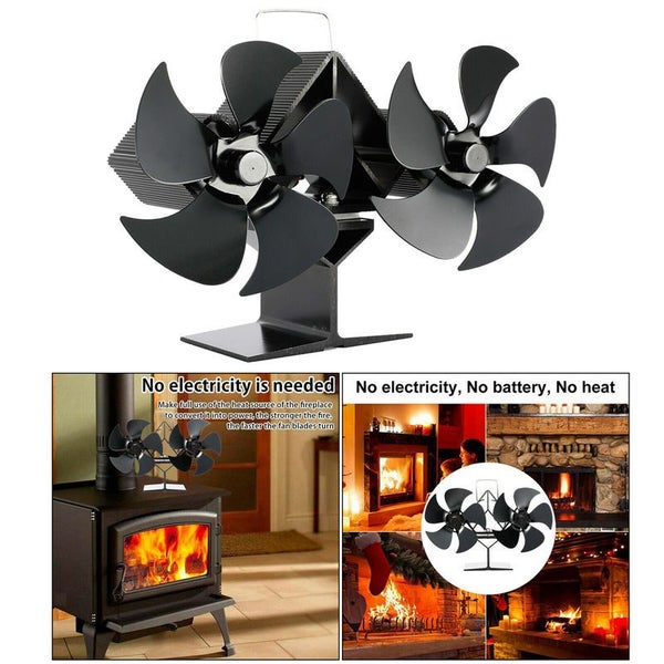 10 Blade Heat Powered Double Fireplace Stove Fan