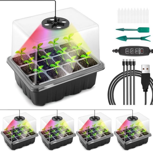 Mini Propagator Greenhouse Seed Starter Tray with Grow Light