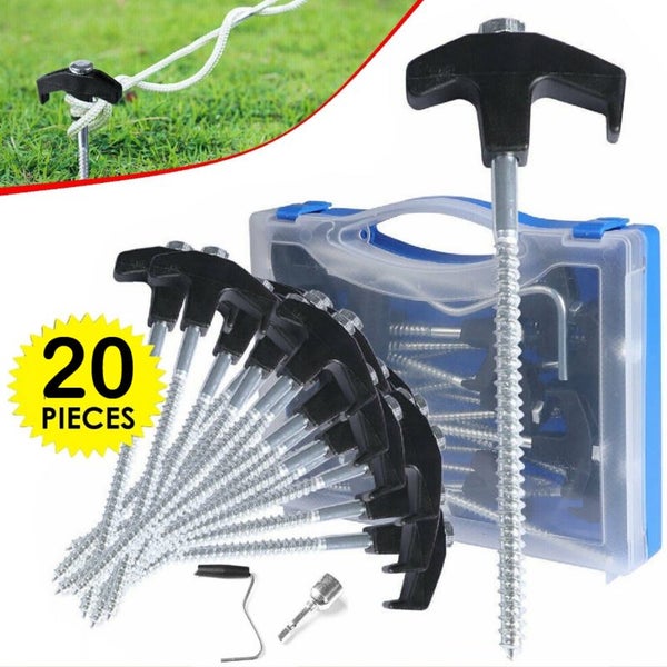 Camping Tent Pegs Heavy Duty Screw Steel In Ground Camping Stakes