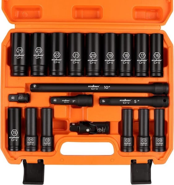 HORUSDY Deep Socket Set 1/2" Drive Extension Bars Adapter