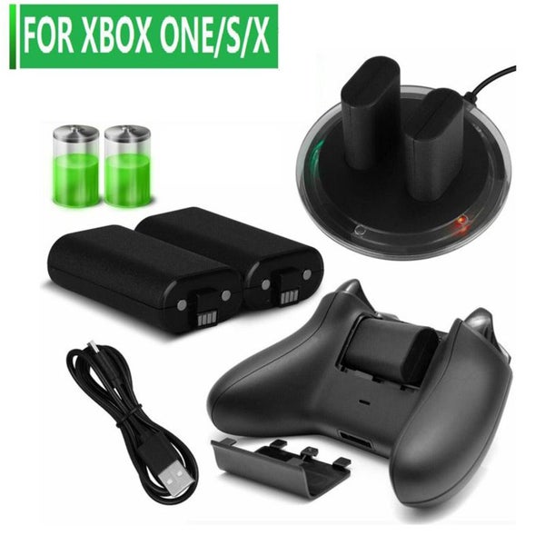 Xbox One Dual Controller Dock Charger Station + 2 Rechargeable Battery