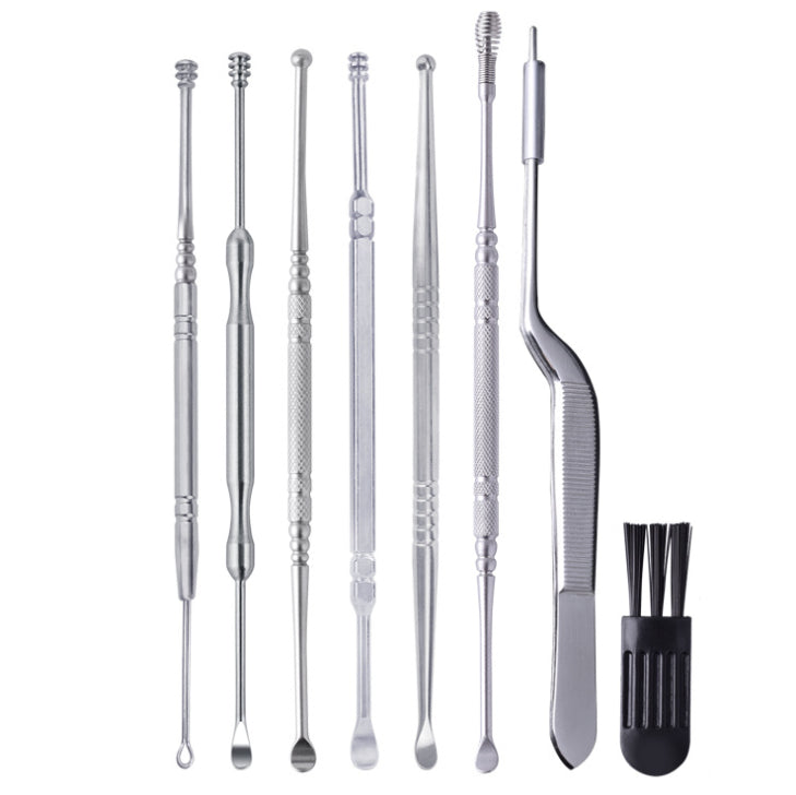 8PCS Ear Pick Curette Wax Removal Kit Earpick Scoop Cleaner Tool
