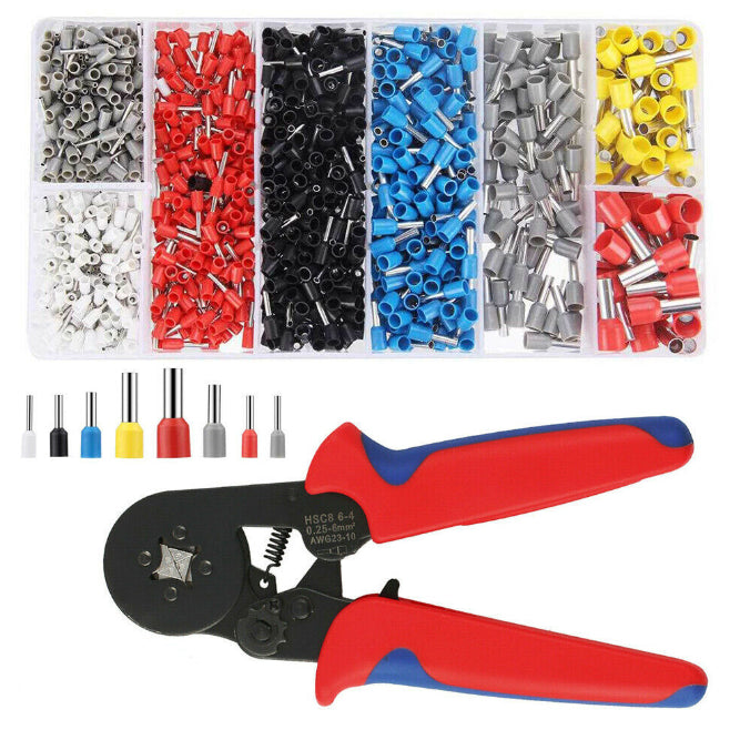 1200PC Ferrule Crimper Electrical Terminals Bootlace 0.25-10mm2 Cord End Ratchet