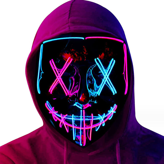 Cosplay Led Costume Wire Light Up Fluorescent Mask Halloween Scary The Purge