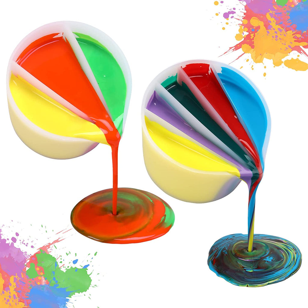 3/5 Cavity Split Cups for Paint Pouring, Reusable Silicone Split Cup for Acrylic Pouring