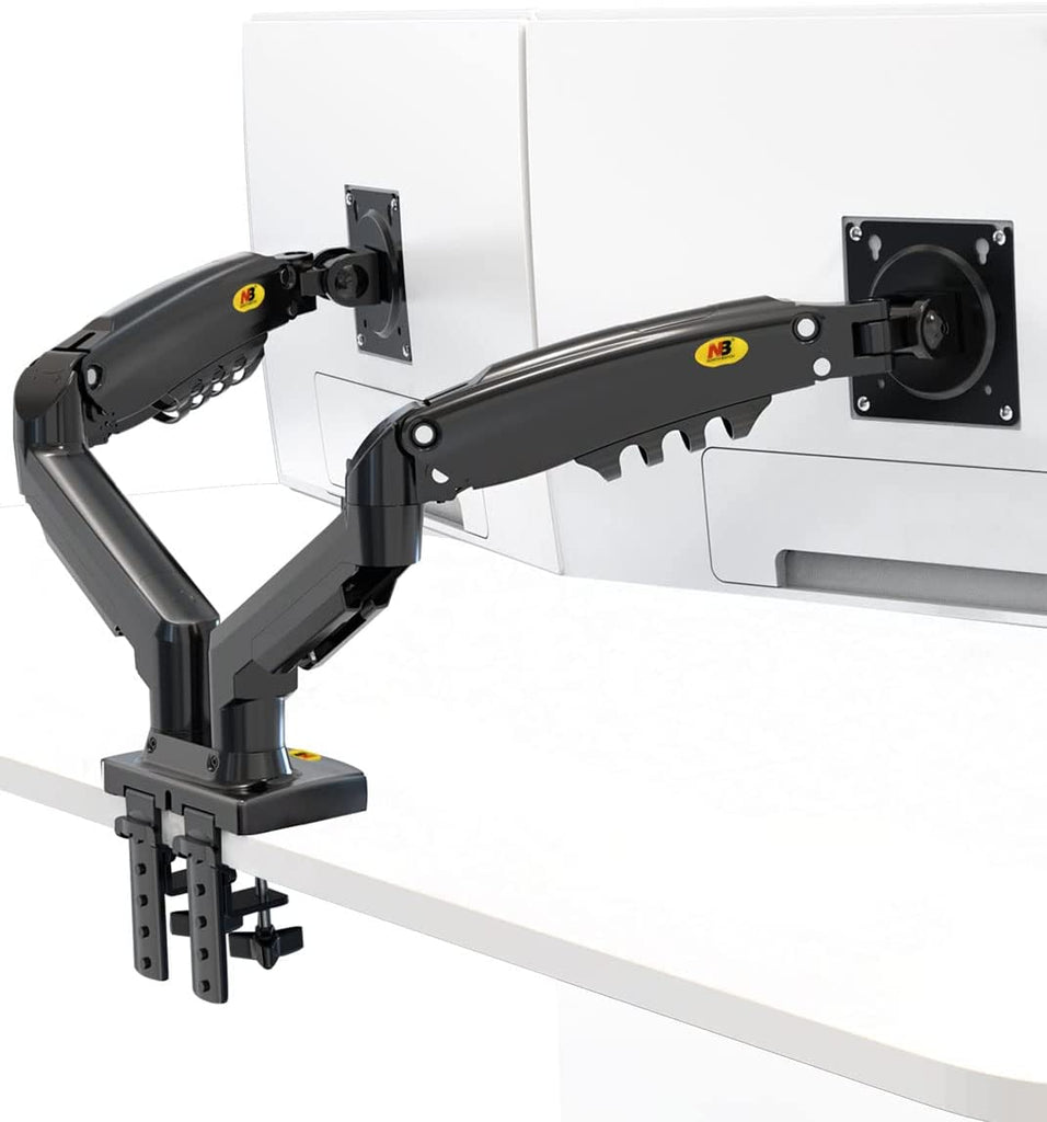 Dual Monitor Full Motion Desk Mount with Gas Spring for Two Computer Monitors 17'' - 27"