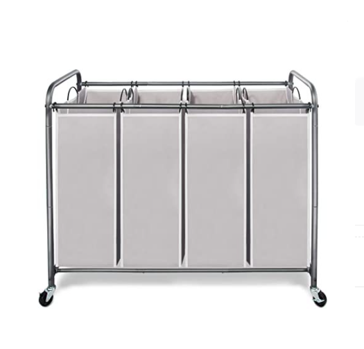 4-Bag Laundry Sorter Rolling Cart - Grey