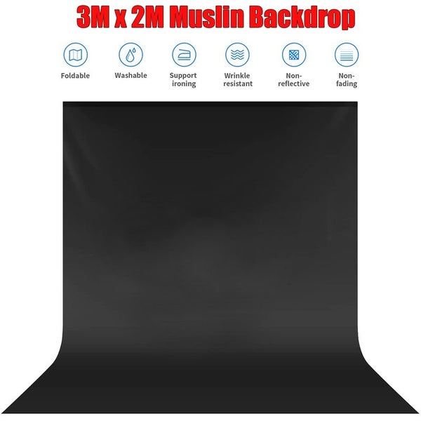 Photography Backdrop Background Black 3M x 2M