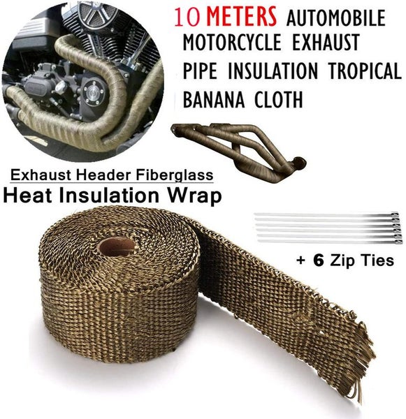 10m Exhaust Header Wrap+6 Stainless Steel Ties